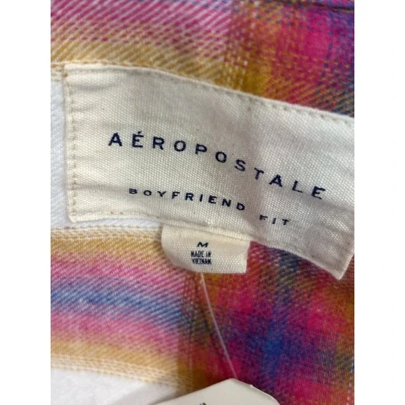 Aeropostale Boyfriend Fit Plaid Shirt Medium Button Front NWT Cotton Blend - Picture 7 of 10